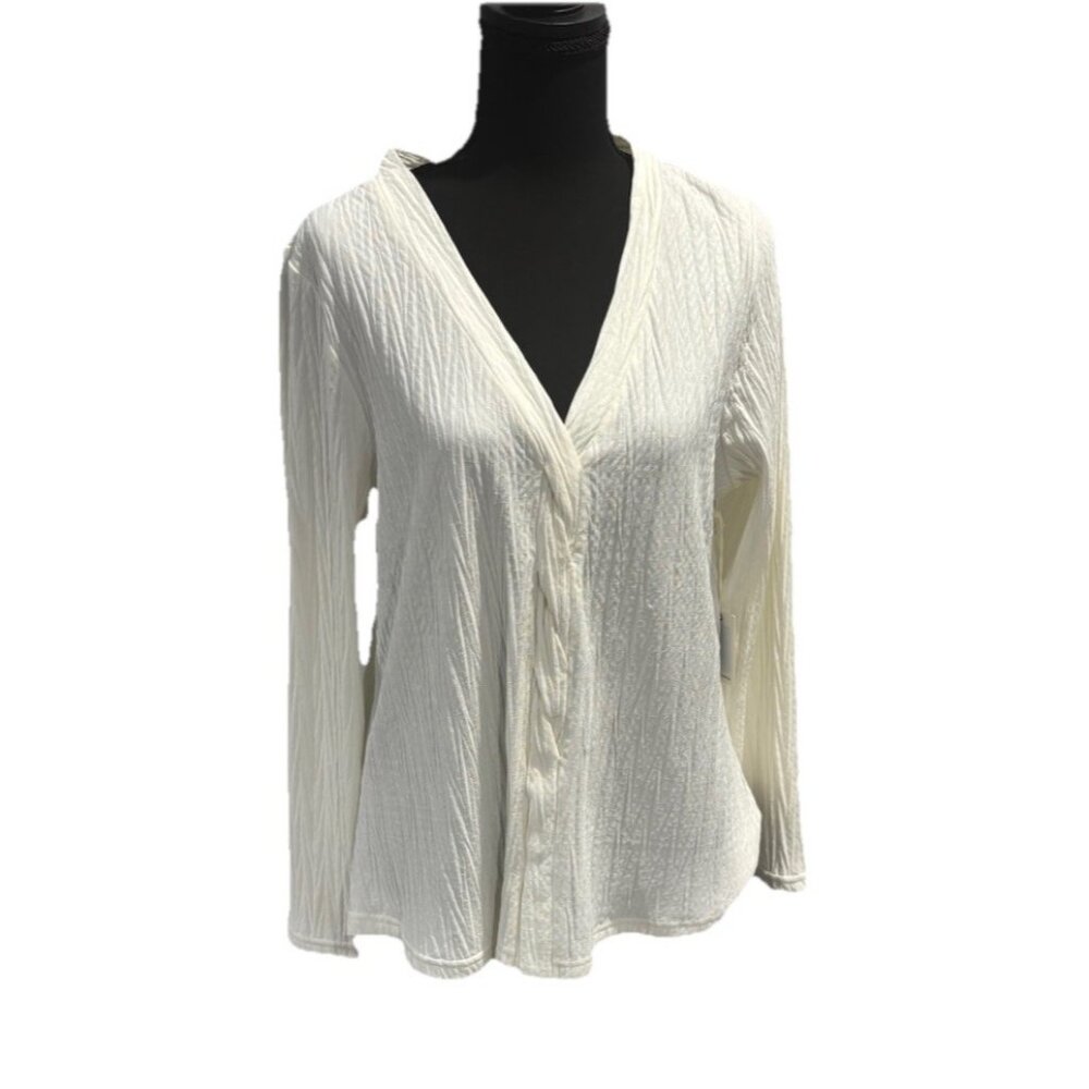 NWT Dex Knit Cream Colored Cable Blouse Size 1X
